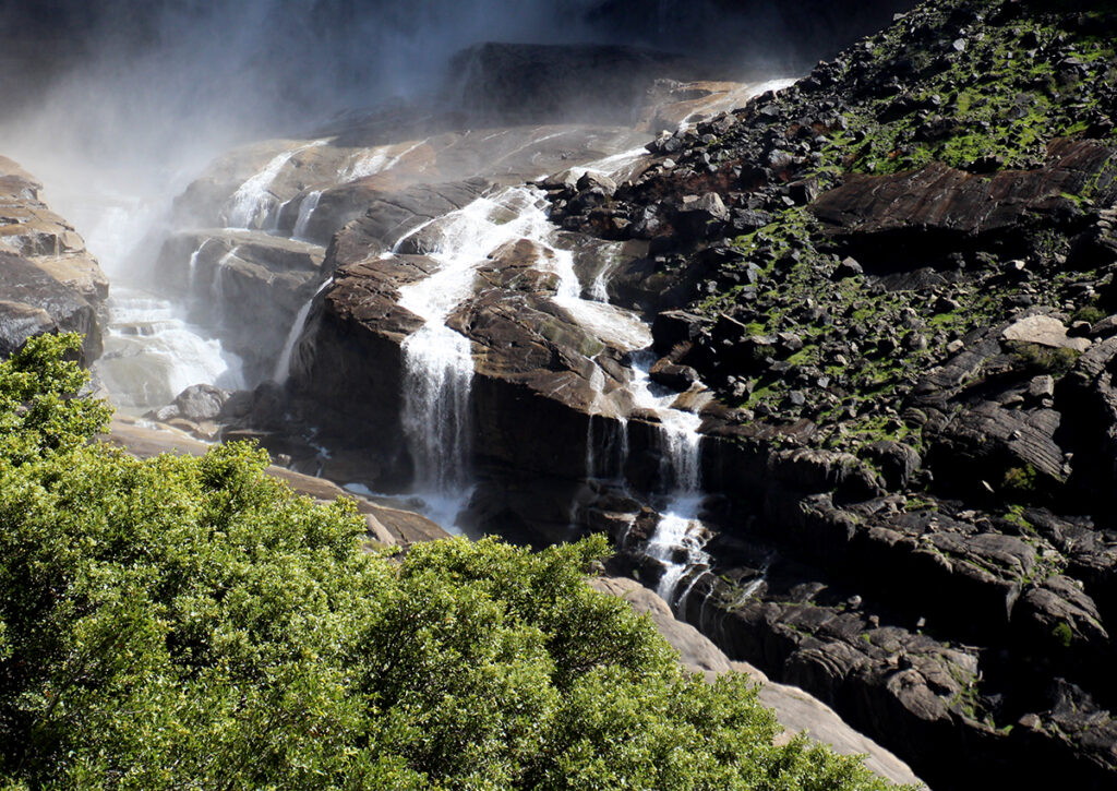 cascading water over rocks