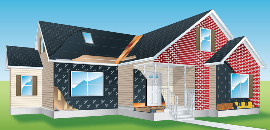 Cutaway illustration of a residential building