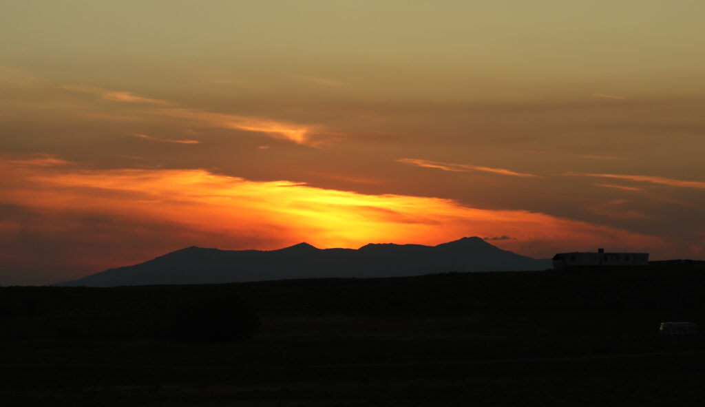 sunset over mountains