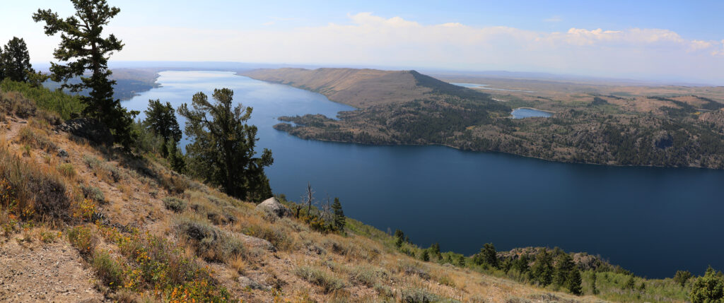 view of a lake fmro mountain top