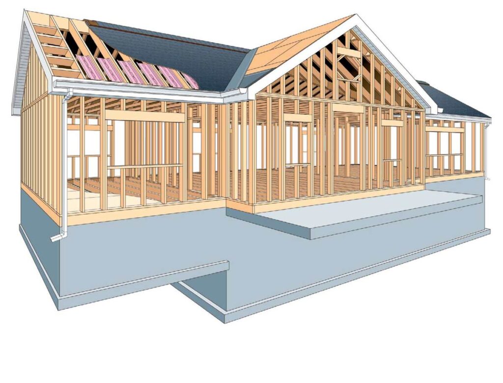 Cutaway house with roofing materials